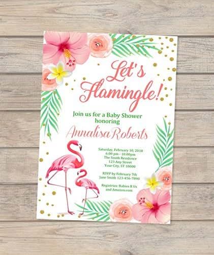 Pink Flamingo Baby Shower Invitations 2