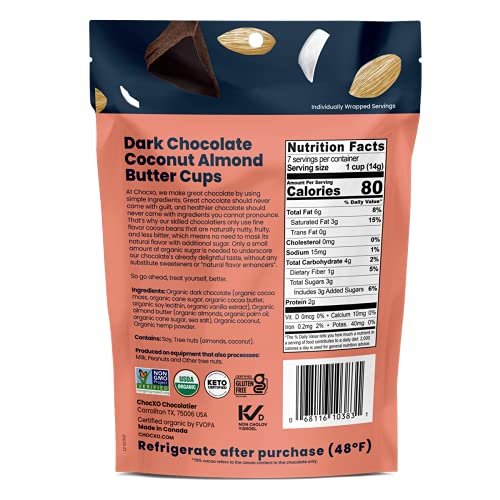Chocxo Dark Chocolate Coconut Almond Butter Cups Truly Indulgent, Low