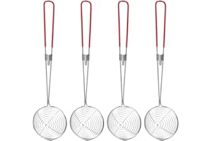 Zerodeko 4pcs Stainless Steel Strainer Skimmer Ladle Set – Wire Strainers for Cooking, Frying, Hot Pot, Kitchen Utensils, Pas