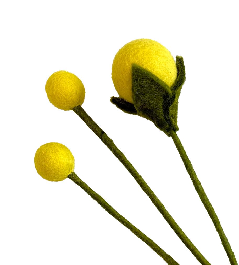 your castle Felt Flowers Handmade Decorative Flowers for Custom Creations, Sustainable Gift, Fair Trade, Realistic Artificial Flowers, Pack of 3 in Yellow