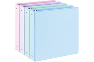 SUIN 1.5'' 3-Ring-Binder with Pockets, 325 Sheets Capacity, 2 inch Binders fits 11" x 8.5" US Letter Size, Assorted 4 Pastel Colors - Ideal for School, Office, and Home Use (1.5 inch)