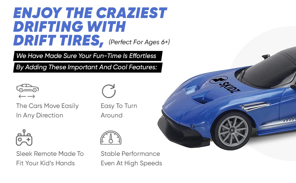 Skidz RC Cars for Kids, Remote Control Toy Car; High Speed Racer Boys