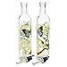 Olive Oil Bottle Set Glass Dispenser Vinegar Cruet 17oz. with Stainless Steel Leak Proof Pourer Spout for Cooking or Salad Dressing by CEDAR HOME, 2 Pack, Blue