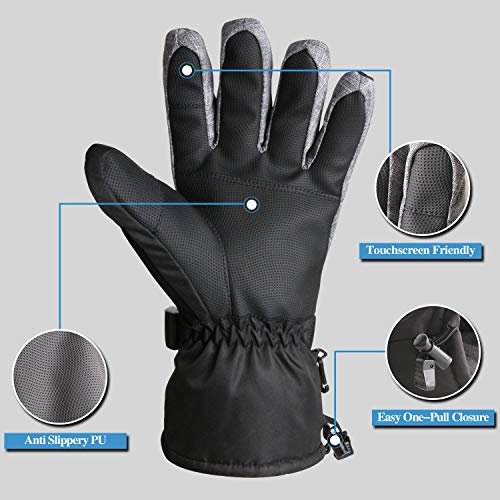 AMH Skiing & Snowboard Gloves for Winter Outdoor Activities, Warm 3M Thinsulate Gloves, Waterproof & Windproof with Touch Screen Design for Cold Weather, Fit Men & Women [Size L] - Thumbnail 3