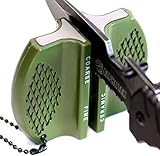Pocket Knife Sharpener: Tungsten Carbide and Ceramic - For Camping and Outdoors Sharpening (OD GREEN)