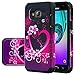 Galaxy Luna, Galaxy Express 3 Case, Galaxy Amp 2 Case, J1 2016 Case [Shock/Impact Resistant] Hybrid Dual Layer Defender Protective Case Cover for Galaxy Amp 2 / Luna/Express 3, Hot Pink Hearts