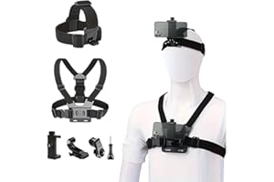 Chest Phone Holder Sports Mounting Strap 6-Piece Set, Adjustable Belt for Mobile Phones & Osmo Action Cameras