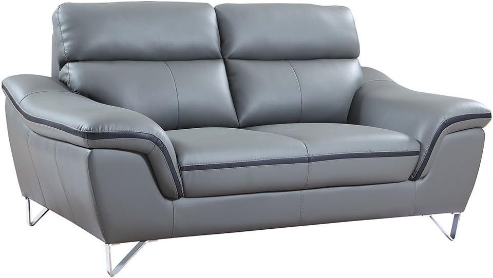 Blackjack Furniture The Bailey Collection Leather Match Upholstered Living Room Sofa and Loveseat Set, 2 Piece, Gray: Furniture & Decor