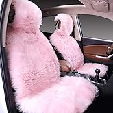 Maples 1 PC Fluffy Fuzzy Faux Sheepskin Wool Fur Car Seat Cover for Auto SUV Trucks Universal Fit, Soft Plush Synthetic Wool Buck Fur Car Seat Cushions (Pink)