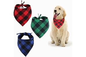 3Pack Dog Bandana,Dog Bandana Bibs Pet Plaid Scarf Triangle Head Scarfs Accessories Neckerchief for Small, Washable and Adjus