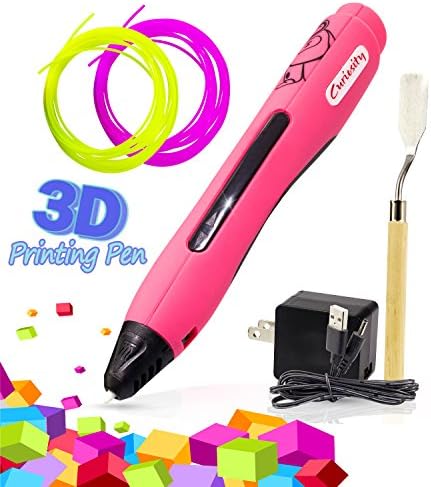 3D Pen Non Toxic 3D Doodler Printing Pen - Cool Fun Gadget with 1 Button Operation - Full Kit with 2 PLA Filaments, USB &amp; FREE Shovel Tool by Curiosity