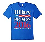 Men's Hillary Clinton For Prison 2016 Political T-Shirt Large Royal Blue