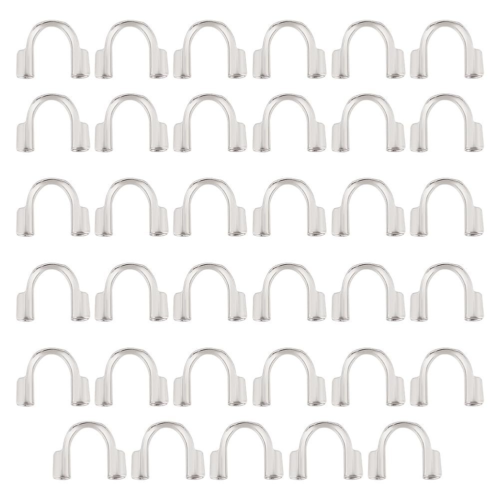 UNICRAFTALE 35pcs 316 Stainless Steel Wire Protector Guard Loops U Shape Accessories for DIY Necklaces Bracelets Jewelry Making 7x5x1.5mm, Hole 0.7mm