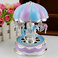 Hot Sale!DEESEE(TM)Merry-Go-Round Music Box Christmas Birthday Gift Carousel Music Box PK (Purple)