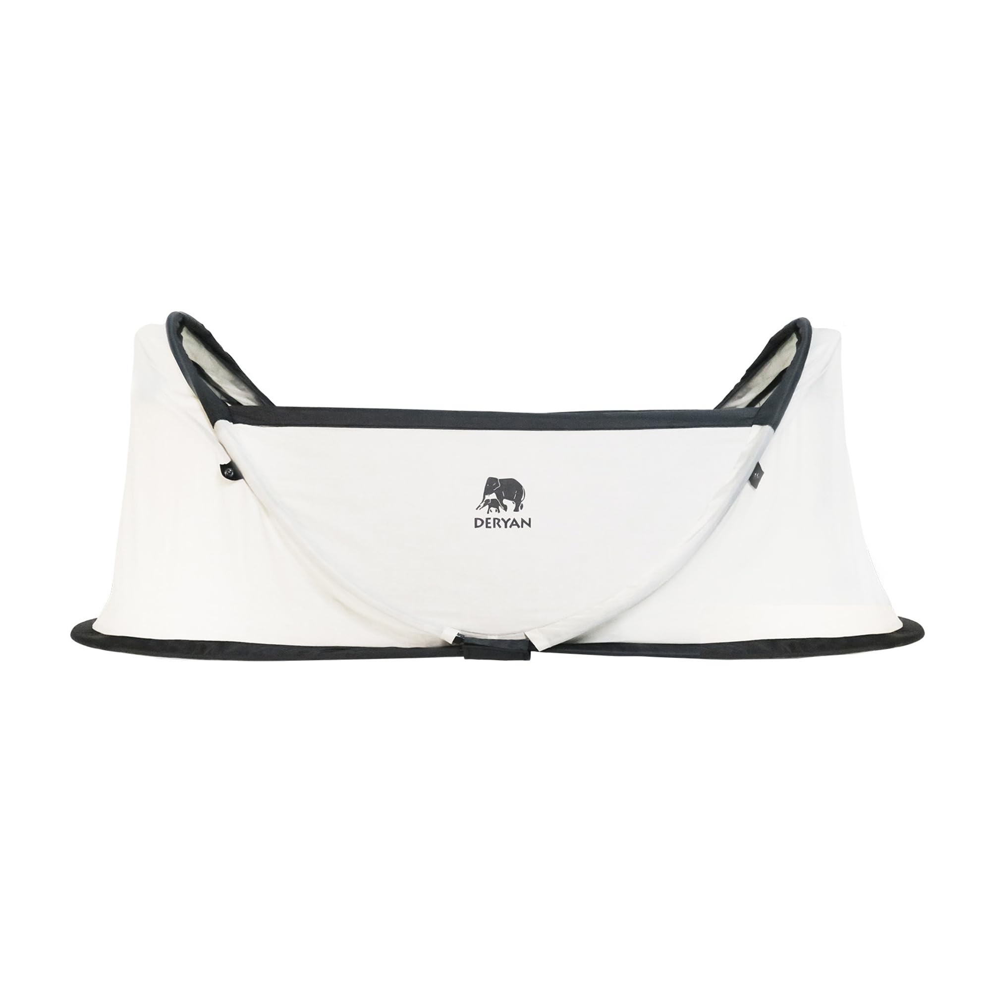 DERYAN Infant Baby Bed - Pop Up Travel Bed - from birth to 1.5 years - Light & Compact - Set up within 2 seconds - incl. Mosquito Net & Travel Bag - 98x60x32cm (Cream)