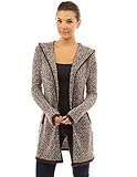 PattyBoutik Women's Trim Hoodie Marled Yarn Cardigan