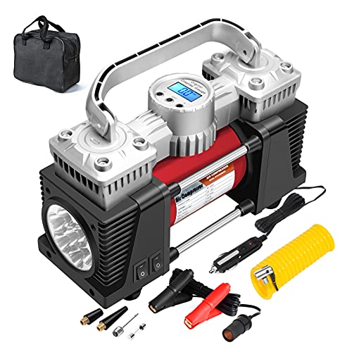 Heavy Duty Digital Air Compressor, Dual Power 150PSI Fast Tire Inflator