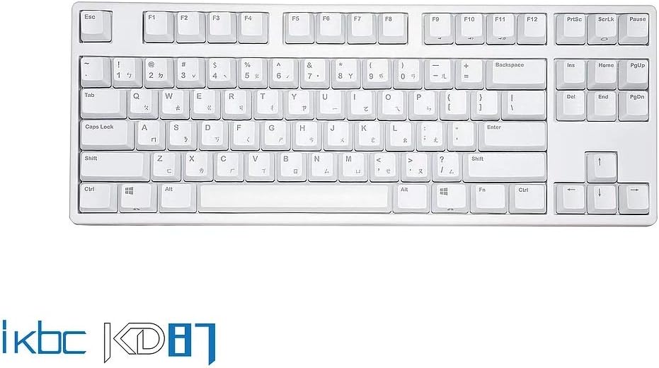 iKBC KD87 Tenkeyless Mechanical Keyboard with Cherry MX Red Switch for Windows and Mac (PBT OEM Profile Keycaps, 87-Key, White Color, ANSI/US)