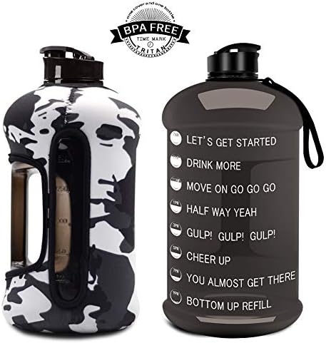 Moonice 1Gallon/Half Gallon/1.3L Dishwasher Safe Big Capacity BPA Free Leakproof Plastic Gym Sports Water Bottle 2.2L and 1.3L Large Drinking Water Jug Hydrate Container