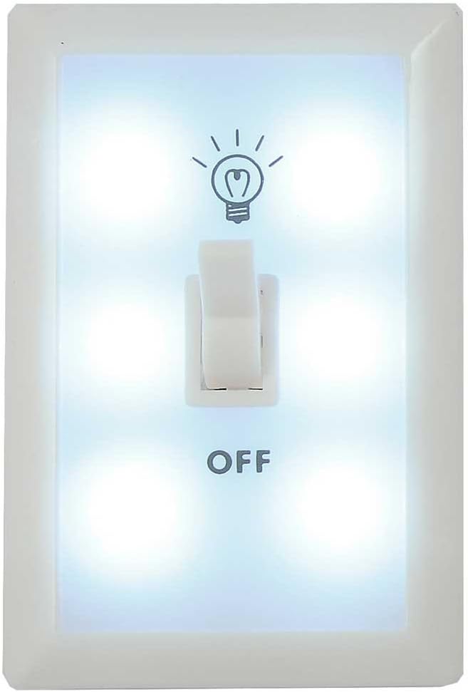 Eko Power Switch Adhesive LED Light for Cabinets Garages, Sheds, White/Black, White / Black