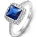 EVER FAITH 925 Sterling Silver Princess Cut .25ct Sapphire Color CZ Lady Daily Ring - Size 9