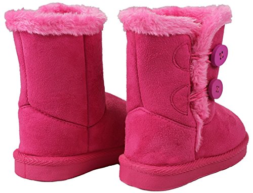 Baby Girls Toddler Warm32F Fuchsia Slouch Buttons/Sweater Knit Faux Fur Lined Soft Sole Infant Boots-4