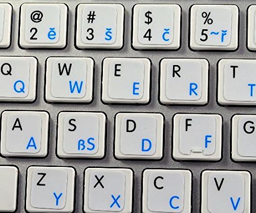 MAC CZECH - ENGLISH NON-TRANSPARENT DECALS FOR KEYBOARD BLACK OR WHITE BACKGROUND FOR DESKTOP, LAPTOP AND NOTEBOOK (CG) (White Background)