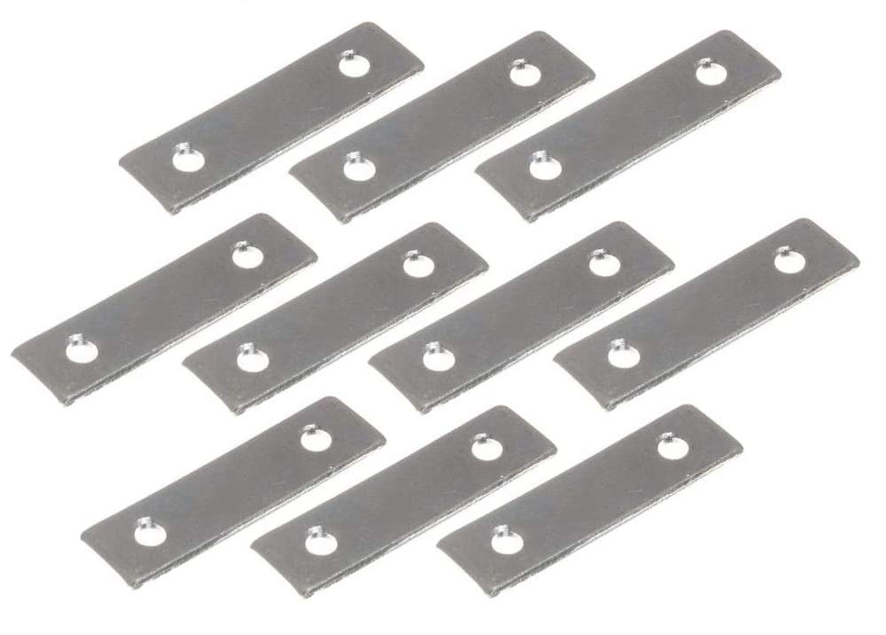 Merriway BH03788 (10 Pcs) Straight Flat Mending Repair Plate BZP 50 mm (2 Inch) - Pack of 10 Pieces