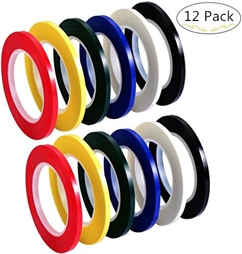 Graphic Chart Tape, Magnolian 12 Rolls Assorted Colors Whiteboard Gridding Tapes, Self-adhesive Artist Tape, 3mm Width