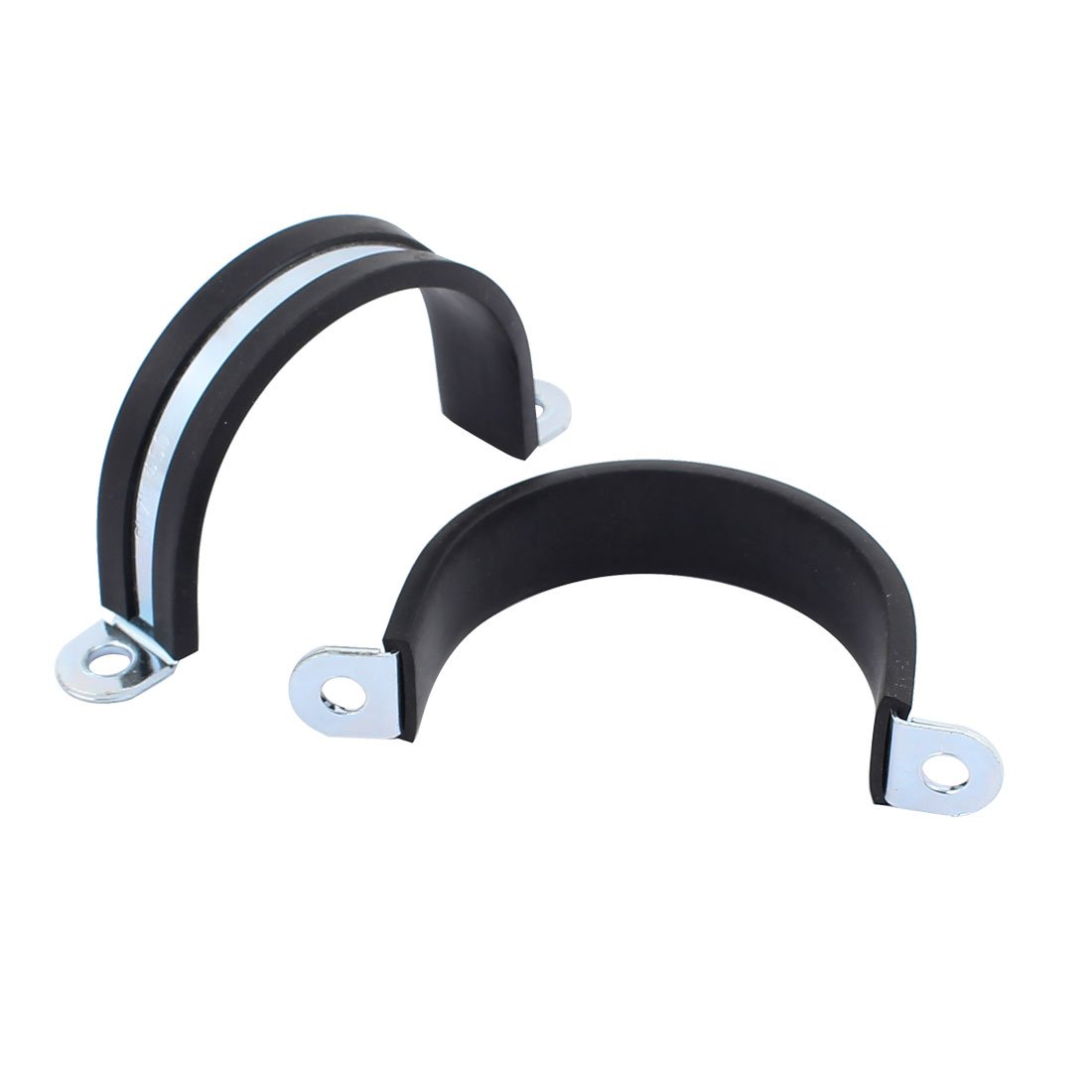 sourcingmap 2Pcs 50mm Dia Rubber Lined U Shaped Zinc Plated Pipe Clips Hose Tube Clamp