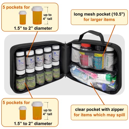 StarPlus2 Large Padded Pill Bottle Organizer, Medicine Bag, Case