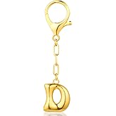 VICKHU Gold Plated Bubble Initial Letter Cute Keychain for Women Car Key Purse Decorative Keyring Handbag Charms Fashion