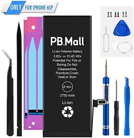 PBMall iPhone 6S Plus Premium Li-ion Battery Replacement with Comprehensive Tool Kit 2 OEM Adhesive and Step by Step Manual-Full Capacity 2750mAh 3.82V Brand New 0 Cycle-Not for 6S[12 Months Warranty]