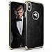 LOHASIC for iPhone Xs Max Case, Thin Slim Luxury PU Leather Soft Flexible TPU Bumper Non-Slip Grip Anti-Scratch Shockproof Full Body Phone Protective Cover Cases for iPhone Xs Max 6.5 inch - Black