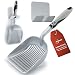 iPrimio XL Cat Litter Sifter with Deep Shovel Patented Silver Poop Scooper with Solid Handle - Made up of Non Stick Plated, Solid Aluminum