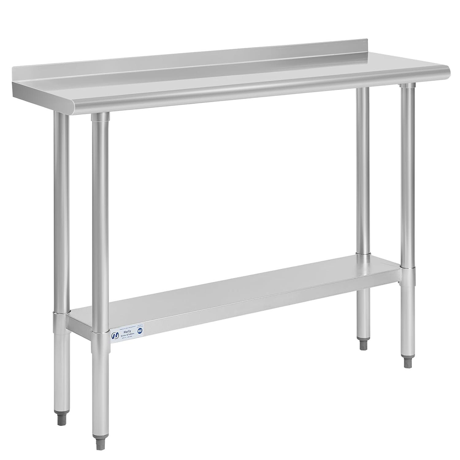 Photo 1 of *****MINOR SCRATCHES****Hally Stainless Steel Table for Prep & Work 14 x 48 Inches, NSF Commercial Heavy Duty Table with Undershelf and Backsplash for Restaurant, Home and Hotel