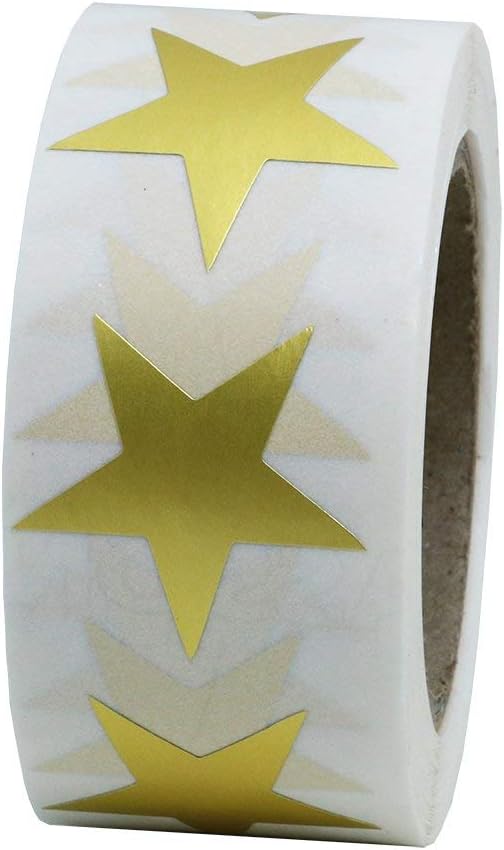 Hylabelest 1 Inch Metallic Gold Foil Star Shape Paper Sticker Labels Packaging Seals Crafts Wedding Favor Tag Labels 500 Total Per Roll
