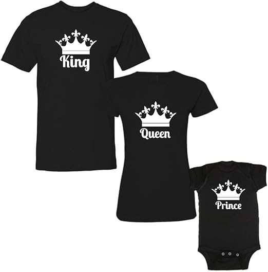 Amazon Com We Match 3 Piece King Queen Prince White Print