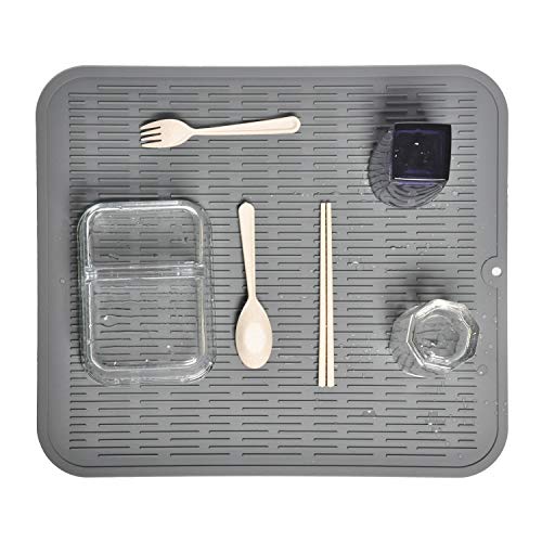 Dish Drying Mat for Kitchen Counter, Silicone Drying Mat for Dishes