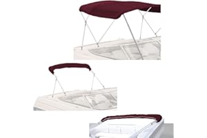SavvyCraft 3 Bow Bimini Top Replacement Canvas Cover, Durable Marine Grade Canvas Boat Canopy with Storage Boot/Without Frame, 3 Bow 72" L 54"-60" W Burgundy Color