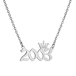 MICOMAKA Birth Year Number with Crown Necklace,Old