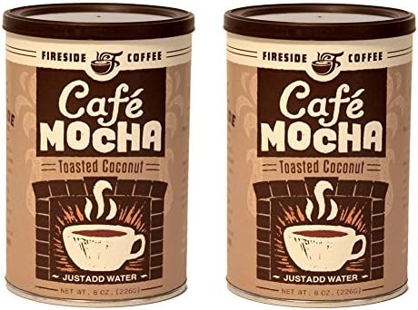 2 Pack - Fireside Coffee Café Mocha Gourmet Coffee Toasted Coconut, 8 Oz Canister