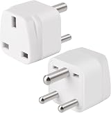 TENINYU 2 Pack UK to India Plug Adapter India Power Converter Grounded view 1
