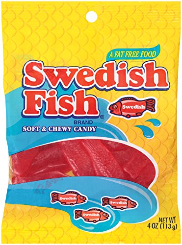 Swedish Fish Red Peg Bag, 4 Ounce (Pack of 12)