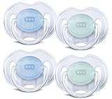 Philips Avent BPA Free Translucent Newborn Pacifier, 0-6 Months, 4 Pack, Green/Blue