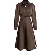 RIHOAS Women's Midi Dress Long Sleeve Shirt Dress for Spring Fall A-Line Office Work Dresses