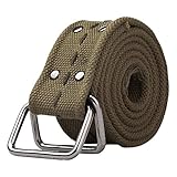 OCHENTA Men's D Ring Buckle Adjustable Casual Waistband Canvas Belt Army Green