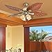 Honeywell Ceiling Fans Royal Palm, 52 Inch Tropical LED Ceiling Fan with Light, Pull Chain, Three Mounting Options, Hand Carved Solid Wood Blades - Model 50504-01 (Aged Brass)