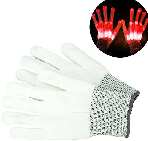 Darli Gloves for kids, Kids Colorful Flashing Finger Lighting LED Gloves for Halloween, Party Gifts for 3-12 Year Old Boys Toys for 3-12 Year Old Boys Toys for 3-12 Year Old Girls Red DLUSST09