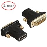 LINESO 2 Pack Gold Plated DVI Male to HDMI Female Adapter Converter